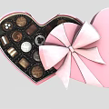 Adorable Decorative Ornament Set with Open Heart Shaped Pink Box and Pink Bow Chocolate Ornaments