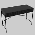 Modern Home Office Desk With Striped Surface And Black Cross Metal Frame