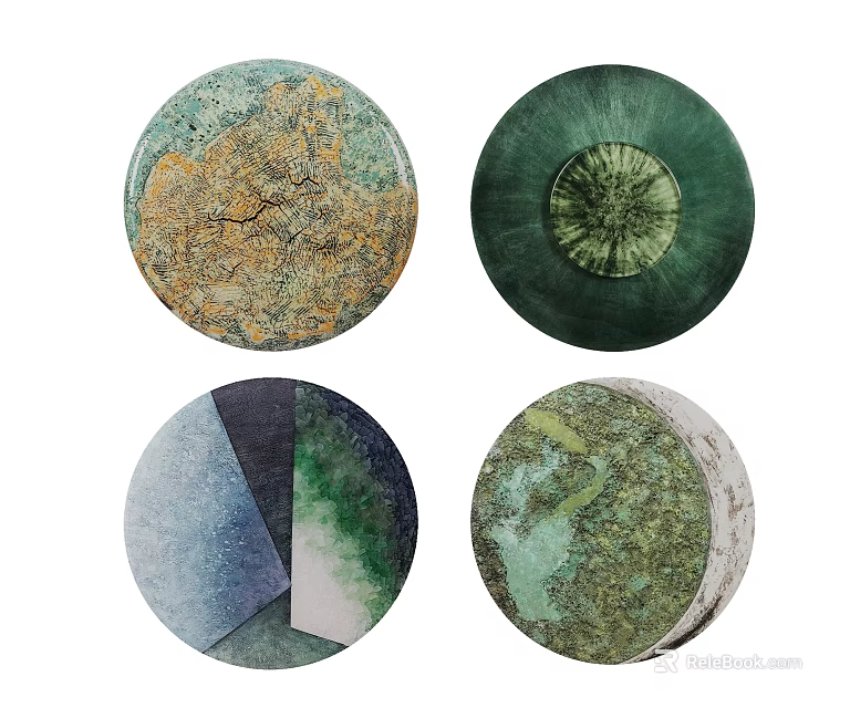 Round Rugs With Various Colorful Patterns And Textures For Home Decor 3d model 