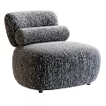 Modern Rounded Single Sofa With Gray Textured Knit Fabric And Comfortable Design 3d model