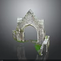 Ancient Stone Arch Ruin with Moss Covered Bricks and Weathered Historical Structure 3d model