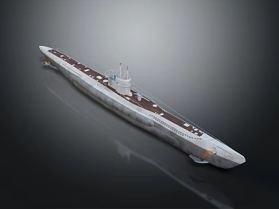 Sleek Gray Military Submarine Warship Featuring Command Tower And Deck Structure 3d model