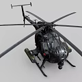 Black Military Helicopter with Number 556 Equipped with Rocket Pods