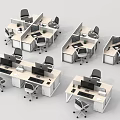 Modern Office Workspace Design With Multiple Desks Ergonomic Chairs Computers And Monitors 3d model
