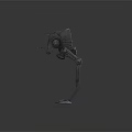 Mechanical Walker With Long Metal Legs Standing On Green Grass Field