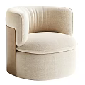 Beige Fabric Single Sofa With Curved Armrests And Modern Rounded Base Design 3d model