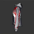 Hooded Zipper Jacket With Red Blue White Color Block Design And Chest Logo