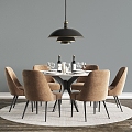 Modern round dining table and chair 3d model