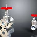 Silver Metal Valves With Red Handles And Different Sizes For Industrial Applications