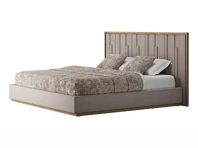 Luxury Modern Upholstered Double Bed With Stylish Fabric Headboard And Cozy Bedding For Home Bedroom 3d model