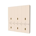 Elegant Modern White Wardrobe With Gold Handles And Geometric Line Design