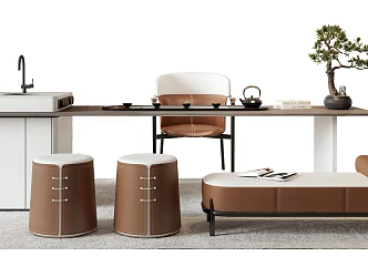modern tea table and chair 3d model