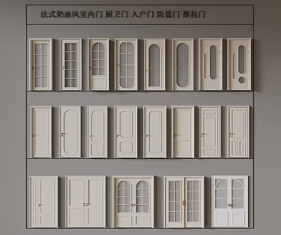 French Neo Style Doors Collection Featuring Kitchen Bathroom Entrance Security Sliding Designs 3d model