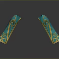 Turquoise Decorative Objects With Intricate Gold Patterns And Symmetrical Design