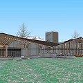 Modern Post Station Public Building Visitor Center Building Exhibition Hall Small Public Building Cafe Building Post Station Building 3d model