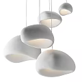 Elegant Modern Interior With White Rounded Multiple Pendant Lights Design 3d model