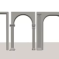 White Roman Columns With Arch Frames In Modern Minimalist Interior Design 3d model