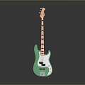 Stylish Green Electric Bass Guitar With Sleek Body And Chrome Hardware