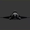 Futuristic Spaceship Design With Sleek Black Structure And Illuminated Blue Accents