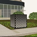Illuminated Square Outdoor Light with Diamond Lattice Design for Garden Lawn Near Modern Building