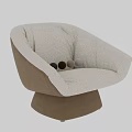 Modern Beige Upholstered Single Sofa With Round Swivel Base And Comfortable Cushion