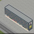 Multi Storey Residential Building With Ground Floor Shops Green Lawn And Adjacent Road