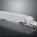Large White Semi Truck With Long Trailer Cab On Shiny Reflective Surface 3d model