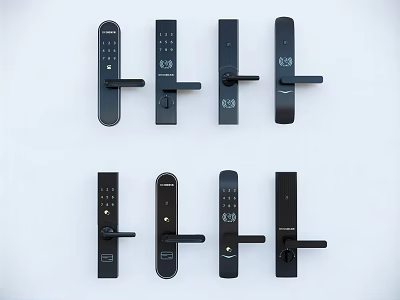 Different Styles Of Smart Door Locks With Digital Keypads And Handles 3d model