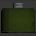 Green Cylindrical Storage Container With Silver Metal Lid And Smooth Exterior