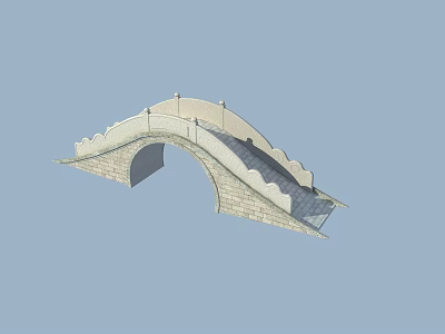 Traditional Stone Arch Bridge With Curved Structure And Ornate Railings 3d model