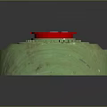 Mechanical Equipment With Green Base Red Top Component Circular Ring Gear Structure And White Markers
