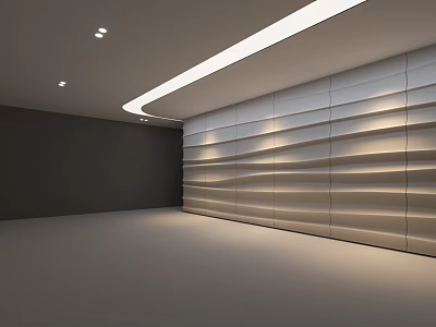 Modern Layered Background Wall Design With Textured Surface And Interior Lighting 3d model