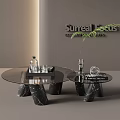 Modern Coffee Table With Glass Top And Black Marble Legs For Living Room Decor