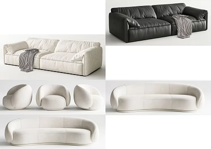 Modern Double Sofa Single Sofa 3d model
