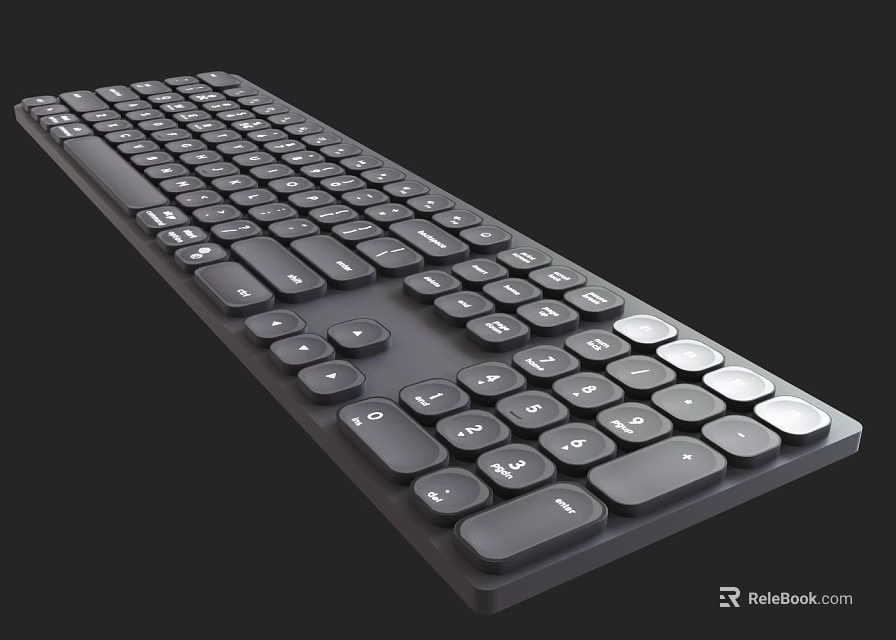 Black Computer Keyboard With Standard Key Layout And Full Size Design 3d model 