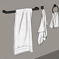 Stylish Bathroom Towel Rack With Towel Ring And White Towels Mounted On Wall