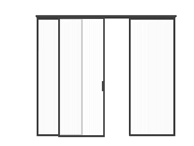 Modern Sliding Glass Doors With Ribbed Panels And Black Frame Design 3d model
