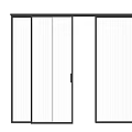 Modern Sliding Glass Doors With Ribbed Panels And Black Frame Design