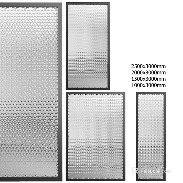 Textured Glass Hinged Door Available in 250x300mm 200x300mm 150x300mm 100x300mm Sizes 3d model 
