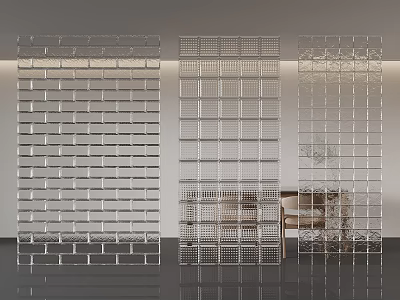 Modern Transparent Glass Partition Designs With Grid And Lattice Patterns For Interior Decor 3d model