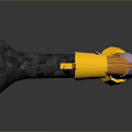 Modern 3D Rendered Yellow Pistol With Black Barrel And Purple Grip