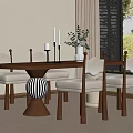 Elegant Round Dining Table With Beige Chairs And Flower Arrangement By Window 3d model