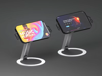 Adjustable Computer Desk Phone Stand With Music Festival Display And Playback Interface 3d model