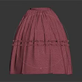 Pink Flared Skirt With Ruffled Layers And Delicate Lace Trim
