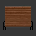 Orange Modern Lounge Chair Featuring Wooden Slats And Black Metal Frame