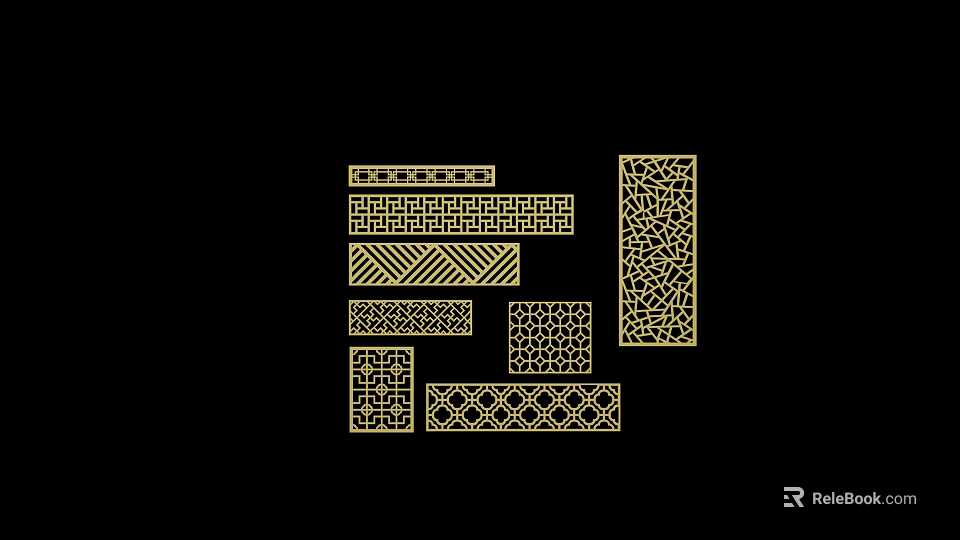 Ornate Room Dividers Featuring Various Geometric Patterns And Intricate Designs 3d model 
