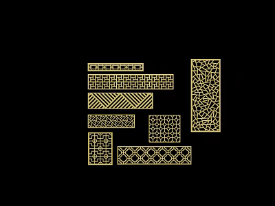 Ornate Room Dividers Featuring Various Geometric Patterns And Intricate Designs 3d model
