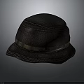 Stylish Black Hat With Textured Fabric And Decorative Band Casual Design