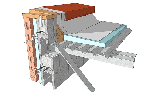 Construction Technology of Modern Component Corner 3d model