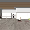 Bright Fitness Studio Interior With Yoga Practice Mirror Walls Exercise Balls And Wooden Flooring